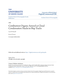 Combustion Organic Aerosol As Cloud Condensation Nuclei in Ship Tracks Lynn M