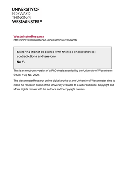 Westminsterresearch Exploring Digital Discourse with Chinese