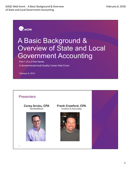 Part 1: a Basic Background & Overview of SLG Accounting