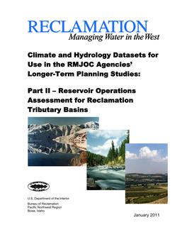 Part II – Reservoir Operations Assessment for Reclamation Tributary Basins