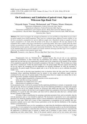 Comparison of T-Test, Sign Test and Wilcoxon Test