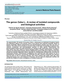 The Genus Calea L.: a Review of Isolated Compounds and Biological Activities