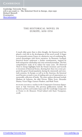 The Historical Novel in Europe, 1650-1950 Richard Maxwell Frontmatter More Information