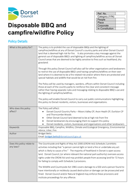 Disposable BBQ and Campfire/Wildfire Policy – Putting It Into Context