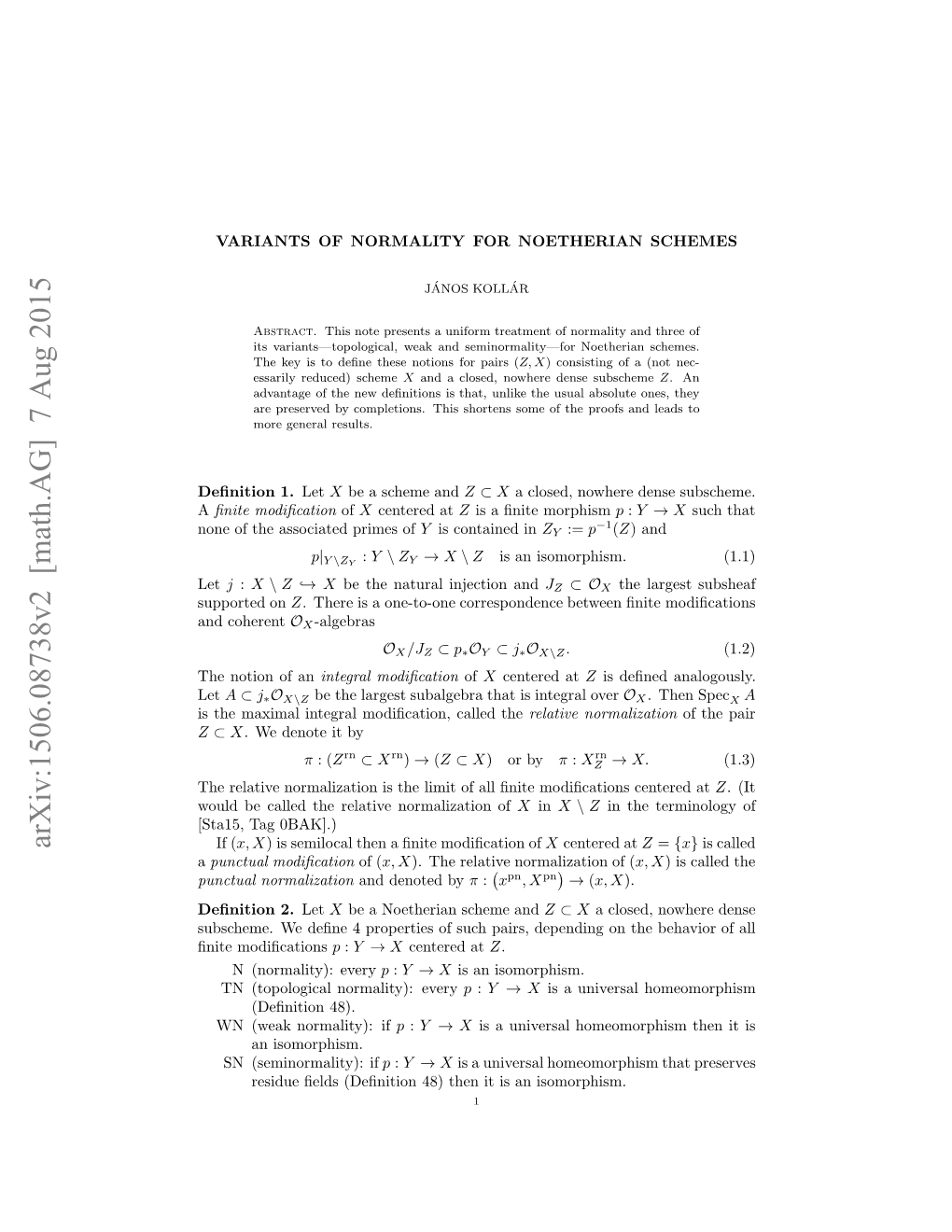 Arxiv:1506.08738V2 [Math.AG] 7 Aug 2015 Let Upre on Supported Ento 1