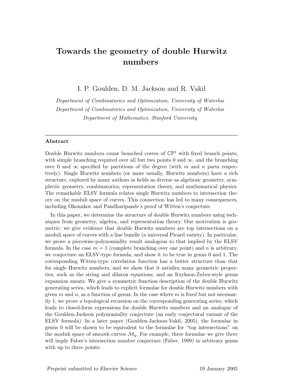 Towards the Geometry of Double Hurwitz Numbers