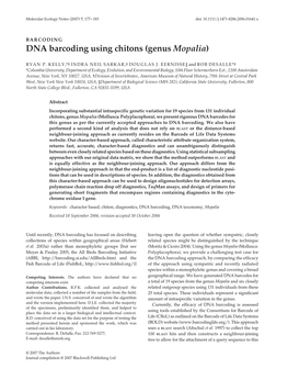DNA Barcoding Using Chitons (Genus Mopalia)