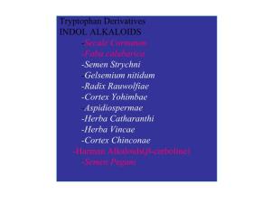 Tryptophan Derivatives INDOL ALKALOIDS -Secale Cornutum