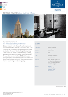REFERENCE PROJECTS Radisson Royal Hotel – Moscow