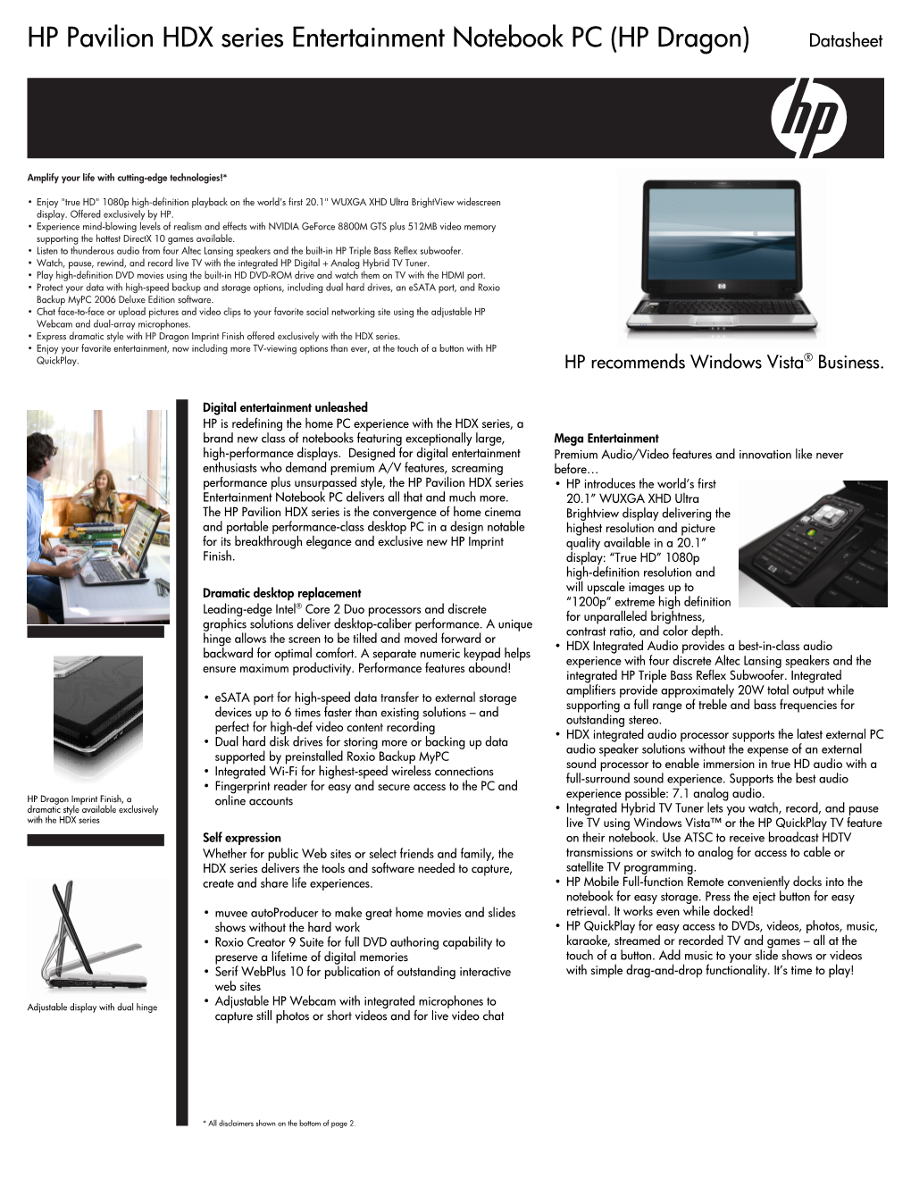 HP Pavilion Data Sheet