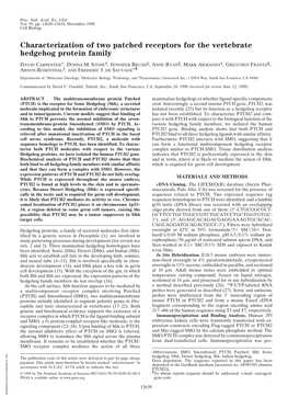 Characterization of Two Patched Receptors for the Vertebrate Hedgehog Protein Family