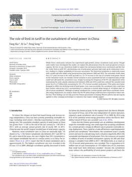 The Role of Feed-In Tariff in the Curtailment of Wind Power in China