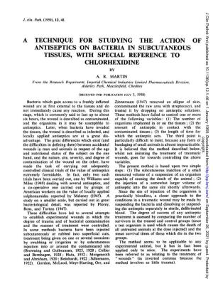 Antiseptics on Bacteria in Subcutaneous Chlorhexidine