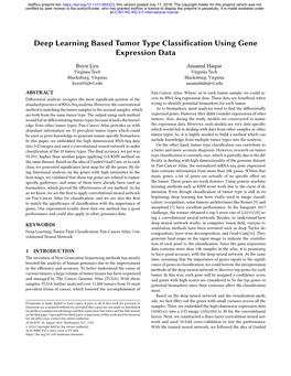 Deep Learning Based Tumor Type Classification Using Gene Expression Data
