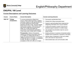 ENG/PHL 100 Level Course Descriptions & Learning Outcomes