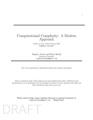 Computational Complexity: a Modern Approach