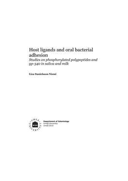 Host Ligands and Oral Bacterial Adhesion