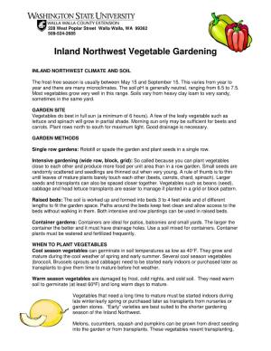 Inland Northwest Vegetable Gardening