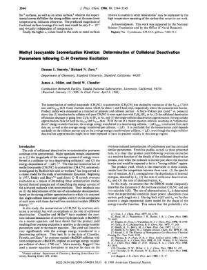 Methyl Isocyanide Isomerization Kinetics: Determination of Collisional Deactivation Parameters Fulfowhg C-H Overtone Excitation