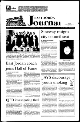 East Jordan Coach Joins Hall of Fame Sineway Resigns City Council Seat