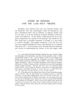 André De Resende and the 11,000 Holy Virgins