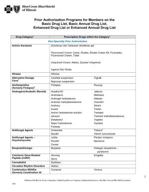 Prior Authorization Programs for Members on the Basic Drug List, Basic Annual Drug List, Enhanced Drug List Or Enhanced Annual Drug List