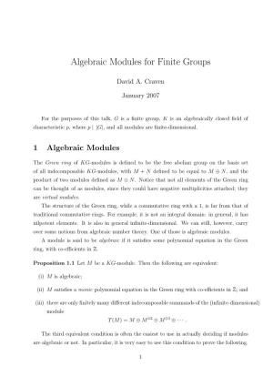 Algebraic Modules for Finite Groups