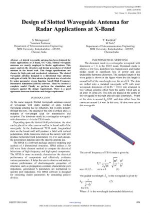 Design of Slotted Waveguide Antenna for Radar Applications at X-Band