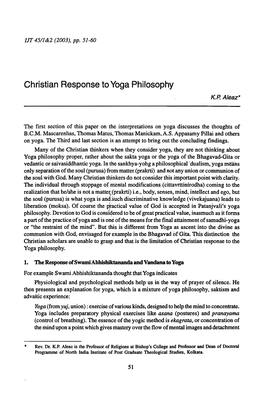 KP Aleaz, "Christian Response of Yoga Philosophy,"