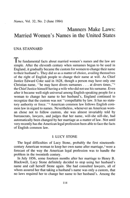 Married Women's Names in the United States