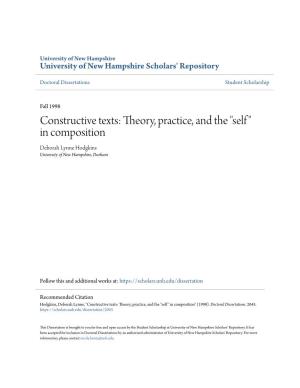 Constructive Texts: Theory, Practice, and the "Self" in Composition" (1998)