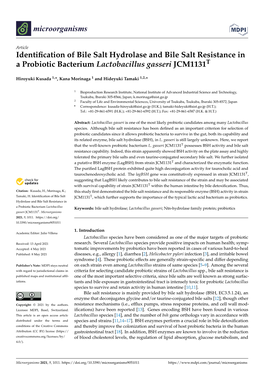 Identification of Bile Salt Hydrolase and Bile Salt Resistance In