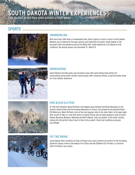 SOUTH DAKOTA WINTER EXPERIENCES Enjoy the Fresh Air with These Winter Activities in South Dakota