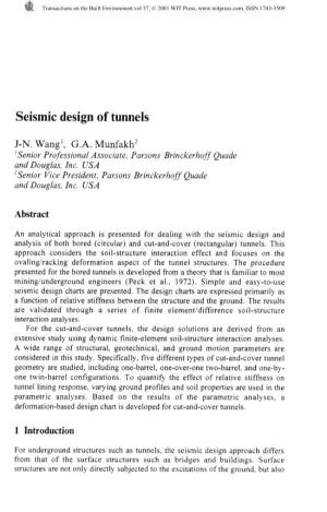 Seismic Design of Tunnels