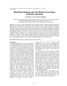Black Band Disease Upon the Reefs of Los Cayos Cochinos, Honduras