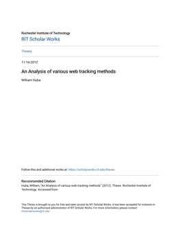 An Analysis of Various Web Tracking Methods