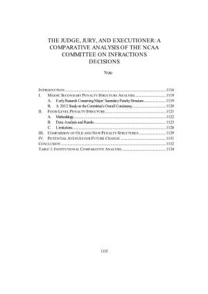 A Comparative Analysis of the Ncaa Committee on Infractions Decisions