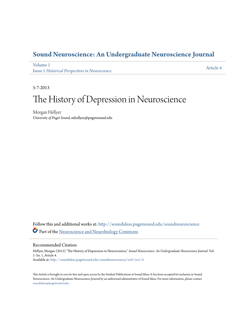 The History of Depression in Neuroscience