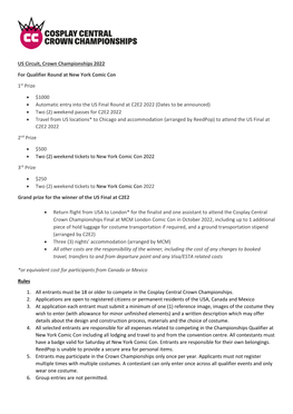 US Circuit, Crown Championships 2022 for Qualifier Round at New York Comic Con 1St Prize • $1000 • Automatic Entry Into