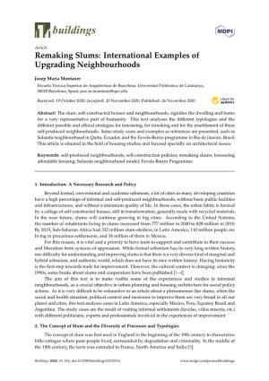 Remaking Slums: International Examples of Upgrading Neighbourhoods