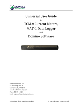 Universal User Guide TCM-X Current Meters, MAT-1 Data Logger