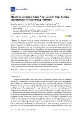 Magnetic Particles: Their Applications from Sample Preparations to Biosensing Platforms