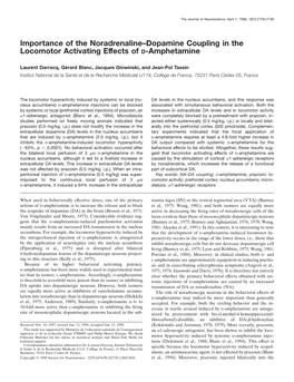 Importance of the Noradrenaline–Dopamine Coupling in the Locomotor Activating Effects of D-Amphetamine