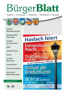 Bürgerblatt Nr. 30 Vom Freitag, 24. Juli 2015