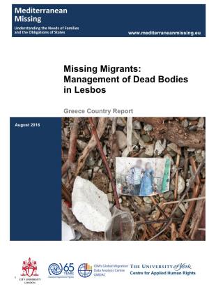 Missing Migrants: Management of Dead Bodies in Lesbos