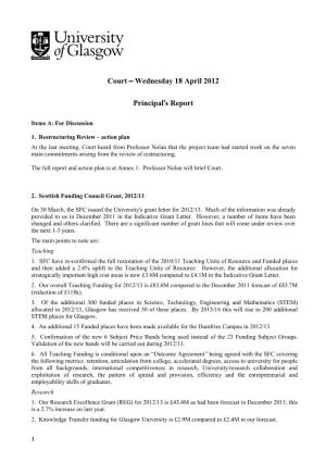 Court – Wednesday 18 April 2012 Principal's