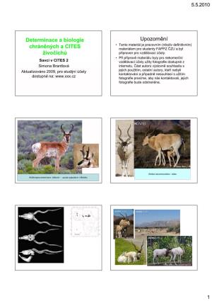 Determinace a Biologie Chráněných a CITES Živočichů Upozornění