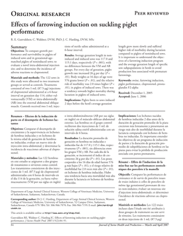 Effects of Farrowing Induction on Suckling Piglet Performance