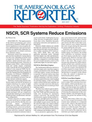 NSCR, SCR Systems Reduce Emissions