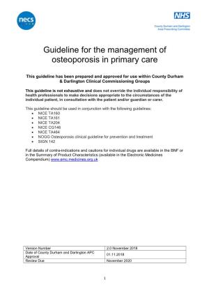 Guideline for the Management of Osteoporosis in Primary Care